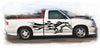 animal flames mustang decal on white truck